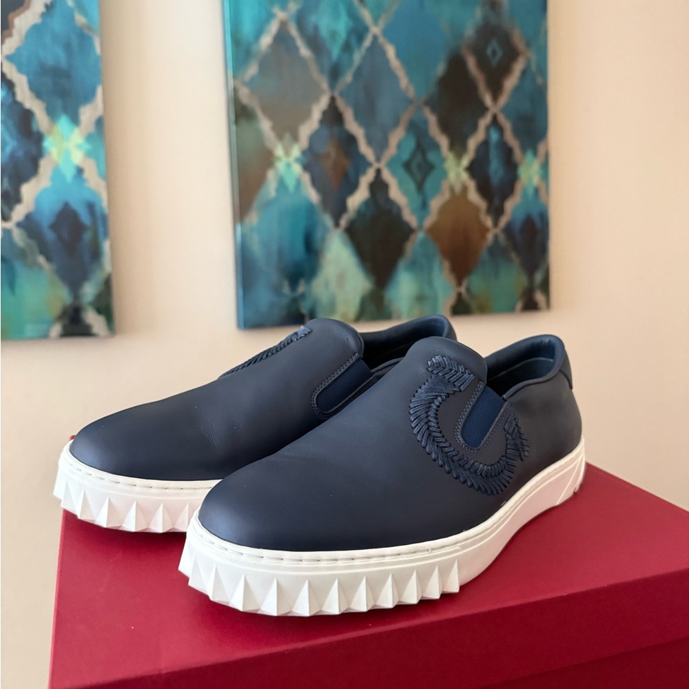 Ferragamo Navy Slip-On Shoes